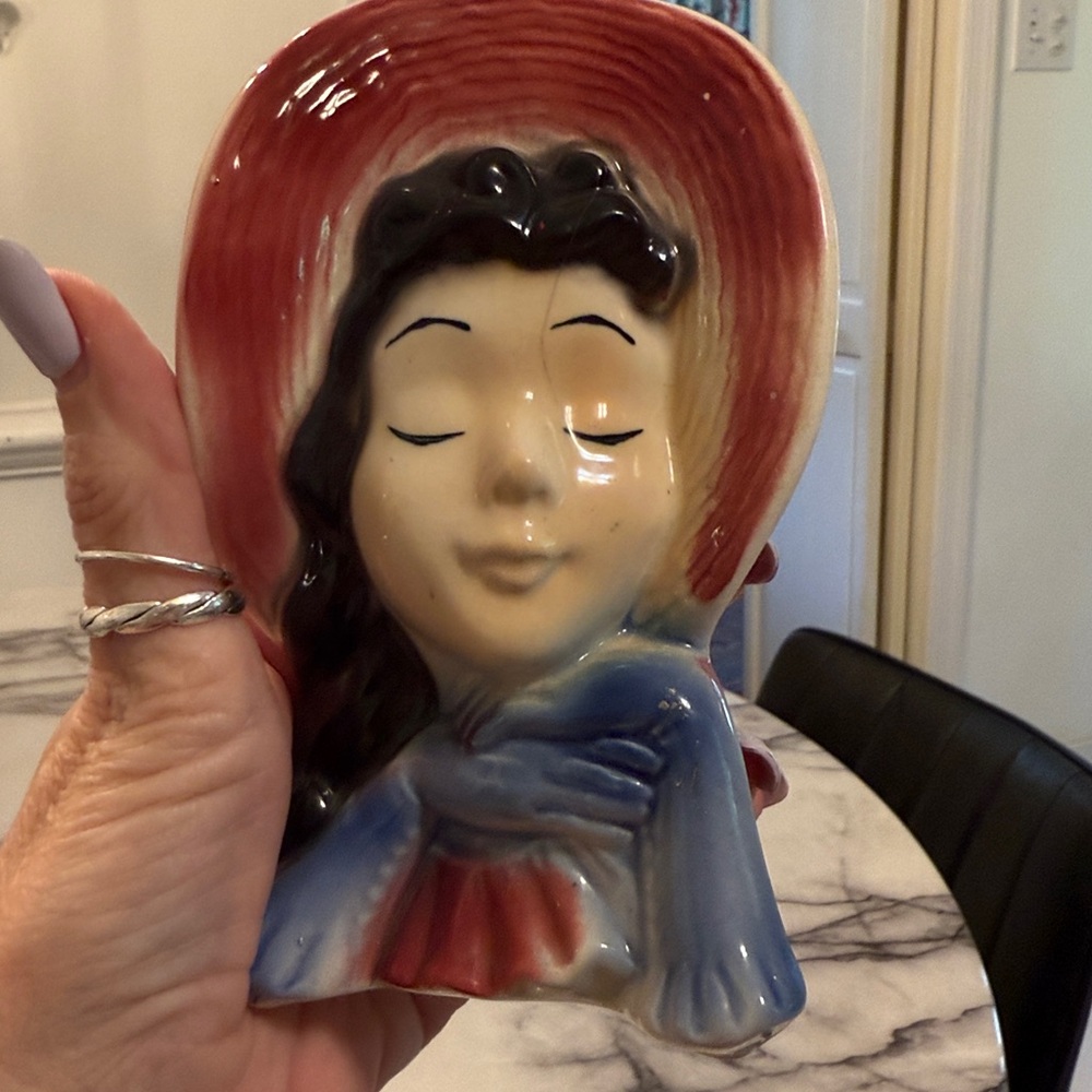 Vintage Royal Copley Ceramic Lady Head Vase from the 1940-1960